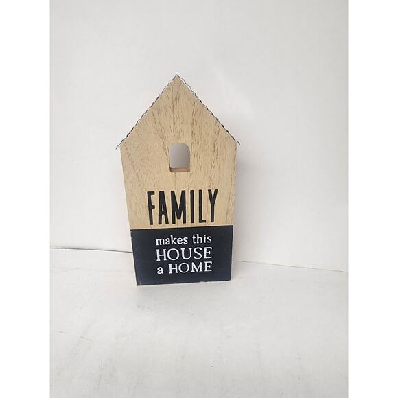 "Family Makes This House A Home" Refined Rustic Free Standing Plaque Sign Decor - Picture 1 of 2